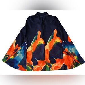 Radzoli Abstract Cape M Coat Faux Suede SOFT Artsy Hippie Boho Comfy Cottagecore